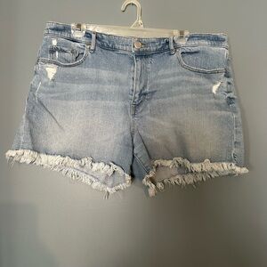 LOFT Blue Jean Shorts Distressed Frayed Hem